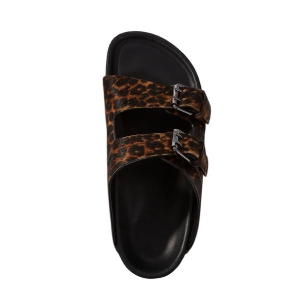 The Kooples Leopard Calf Hair Slide Sandals Brown Size 40 / 9 US NIB - Picture 1 of 7
